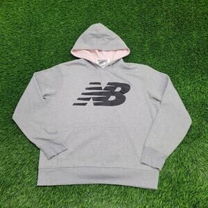 New-Balance Hoodie Womens M/L 23x25 Gray Extra Baggy Cropped